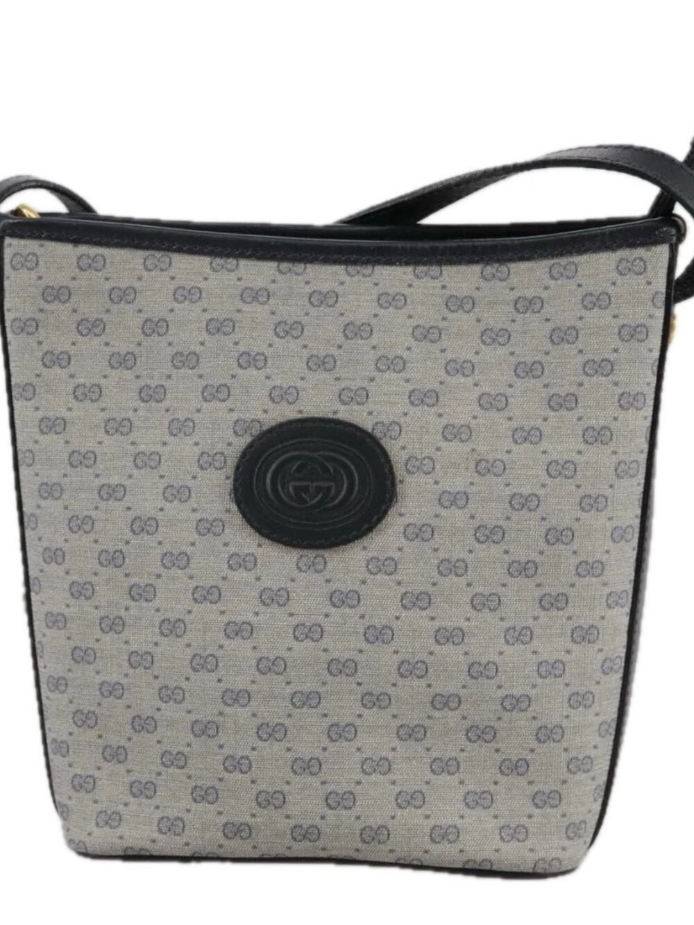 GUCCI Micro GG Supreme Shoulder Bag PVC Navy Gold 007 89 1095 Auth th5584 - Picture 2 of 16